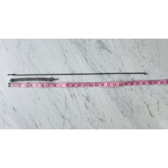 925 Sterling Silver Byzantine Chain Necklace & Multi-Strand Bracelet Set - Picture 6 of 6